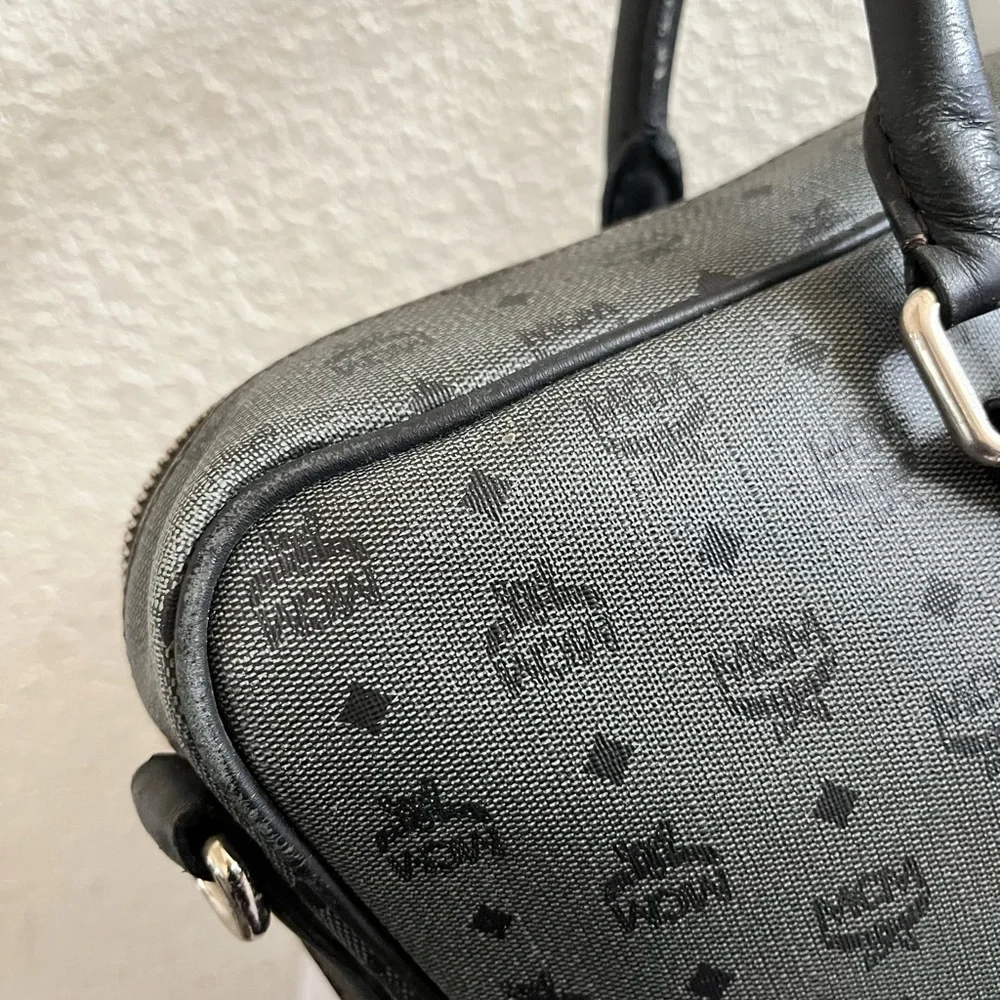 MCM Black and Gray Monogram Briefcase
